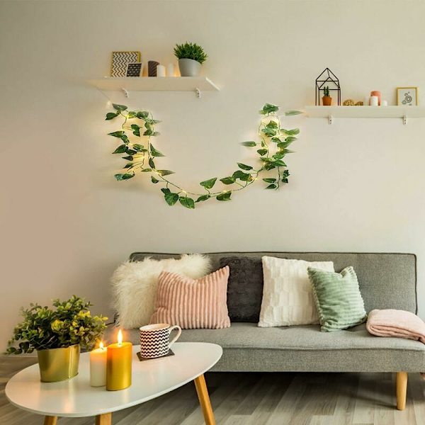 Ivy ljusslinga - 2m 20 Ivy LED ljusslinga blad ljusslinga konstgjorda gröna blad fest bröllop trädgård dekoration sovrum inomhus