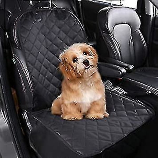 Koiran auton etuistuimen cover Säädettävä lemmikin istuimen cover Universal Fit Vedenpitävä Top Liukumaton Selkänoja Musta Mukana vyö