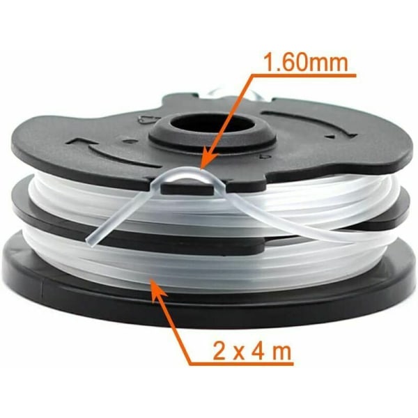 Set med 6 ersättningsspolrullar för LIDL Parkside PRTA 20-Li A1, B2, C3, PRT 550 A1, A3, PRT 300 A1-2 x 4m 1.6mm sladdlös grästrimmer