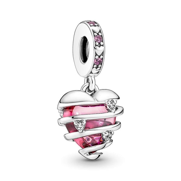 rosa Sterling 925 Kvinnor Berlock kompatibel för & Europeiska armband, Alla hjärtans dag Mors dag presenter för kvinnor