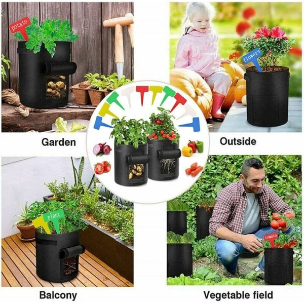 2 st odlingsväskor för potatis, grönsaker, fönster, potatisväskor för plantering av potatis, morötter, tomater, blommor