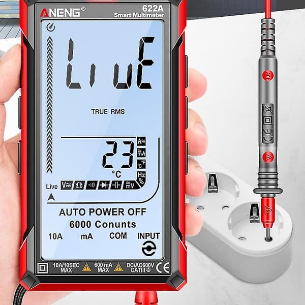 Auto-ranging digitalt multimeter med snor LCD-skjerm multimeter Ncv-