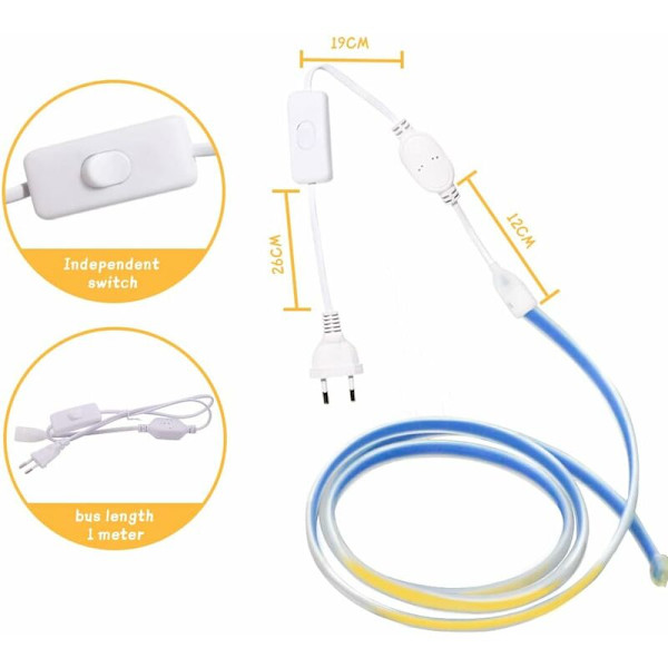 IP67 COB Varmvit LED-remsa 3m 24V med kontakt Superljus 280LED/m Vattentätt pannband 3000K för utomhus- och inomhusbruk