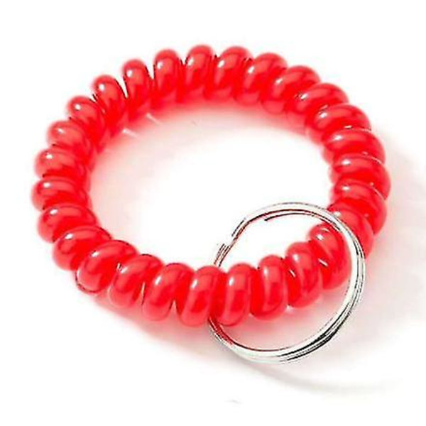 Paket med 6 färgglada spiralfjäderarmband stretchiga nyckelkedjor armband handledsfjäder nyckelkedja handledsband nyckelring handledsnyckel