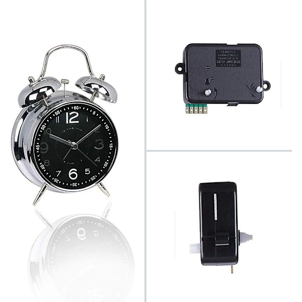 4\" Metall Tvillingklocka Alarmklocka Sängbord Enkel Inställning Hög Batteridriven Resa