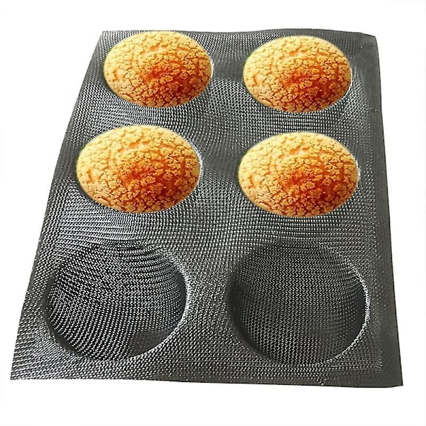 6 huller Non-stick silikone rund brød hamburger bageri form bageplade bakke (som vist)