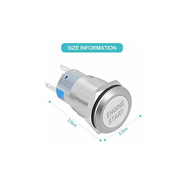Startknapp för motor 12V 19mm Vattentät Bilstartknapp (Silver)