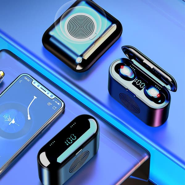F9 Trådløst Bluetooth-headset Binaural Højttaler 2-i-1 Mini Broadcasting Højttaler
