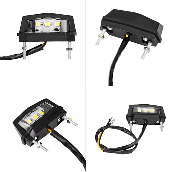12V Universal Motorcykel LED-skyltbelysning Bakre Bakljus Vit