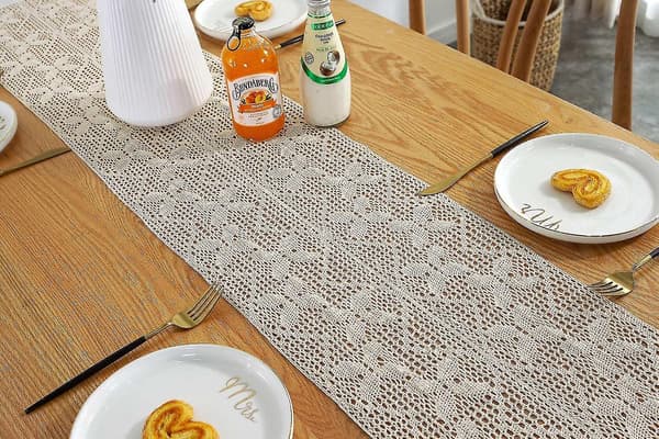 Macrame Bordløber Tassels Boho Bomuld Hul Blonder Dekor|bord