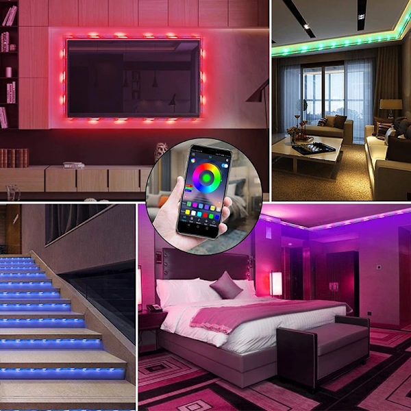 5v bluetooth APP-styrd 5050 LED-ljuslist, ljusbälte 2m