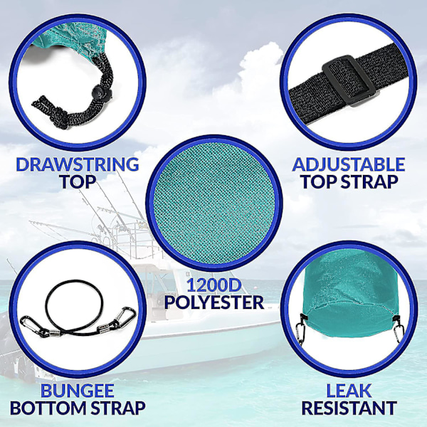 Båt søppelpose bærbar mesh søppelpose utendørs lekkasjesikker søppellagring for båten din（Lake Blue）