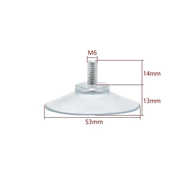 20 stk. 53 mm gennemsigtige sugekopper med gevindskrueglasadsorption Vægfliser kan suges Skruen fast M6 Chassis kan suges