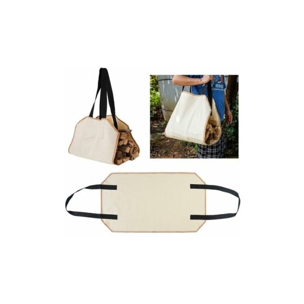 LMLY Vedträ Vagn Väska Vaxad Canvas Ved Väska Spis Tillbehör Beige
