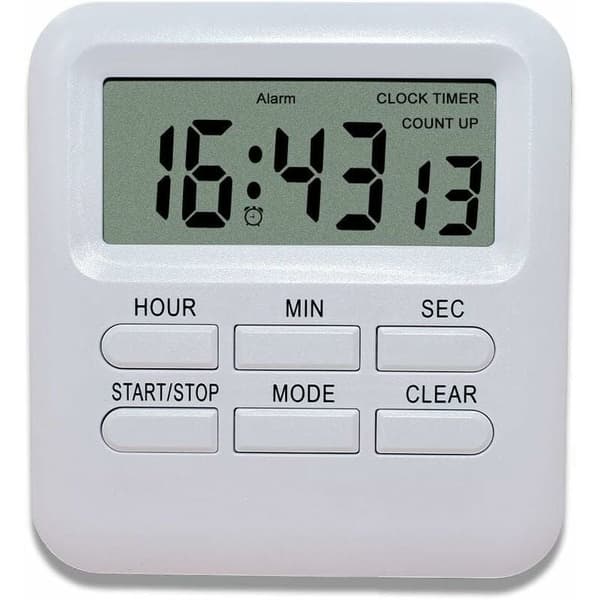 Kök timer Student väckarklocka Tyst timer Tidshanterare Digital timer med alarmfunktion Vit?