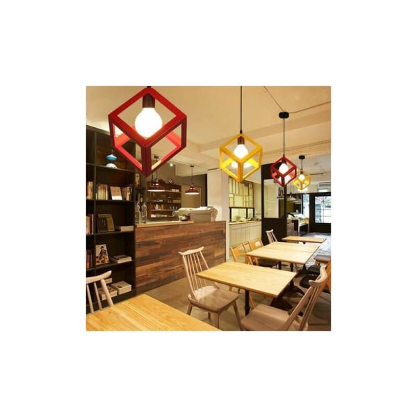 Cham Chandelier Contemporary Industrial Suspension i fyrkantig kubform för restaurang, matsal, bar, gul