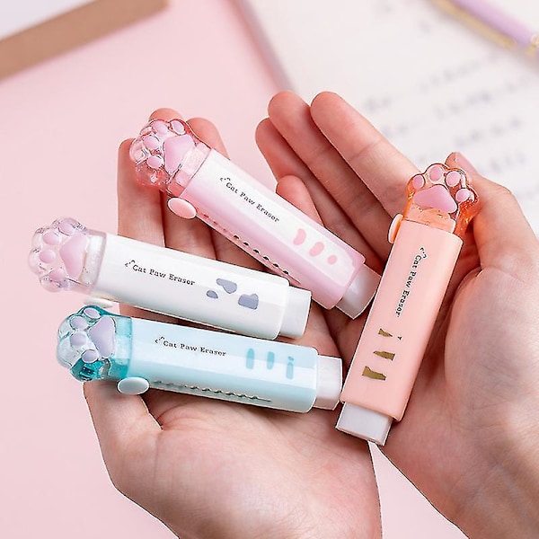 Kawaii Retractable Eraser Cute Cat Korean Stationery Rubber Drawing Erasers Children's School Supplies Office| | -（Vit）