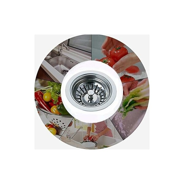 Rostfritt Stål Kök Sil Vask Propp Hål Diameter 79mm Silver 2-pack