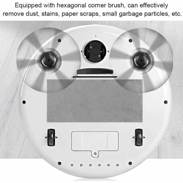 Robotdammsugare Mopp Smart Multifunktionell UV-ljus Sopa Robot Lågt Ljud Tyst Dammsugare för Husdjurshår Matta Hård Golv Damm (Vit)