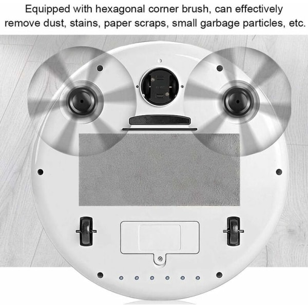 Robotdammsugare Mopp Smart multifunktionell UV-ljussopande robot Lågljud Tyst dammsugare för husdjurshår Matta hårt golv damm (Vit)