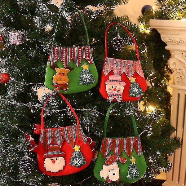4 stk julenissen julegodteripose, alv, elgbukser, godbitlomme, hjemmeinnredningsgave