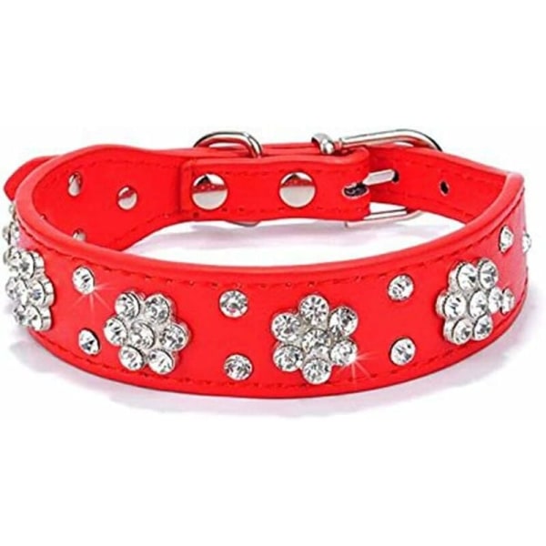 Glänsande strass hundhalsband plommon strass hundkedja för hundar för hund 372,5 cm （röd）