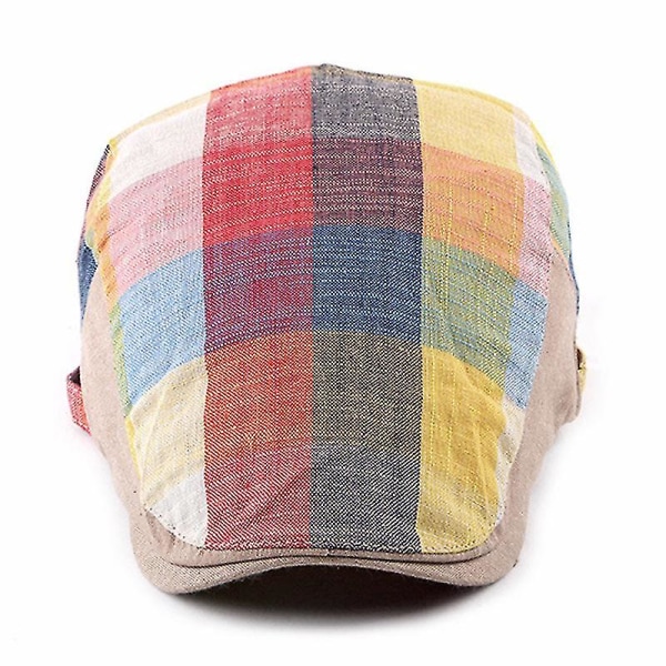 Herre Rutete Nyhetsgutt Gatsby Ivy Solhatt Golf Kjøring Flats Cabbie Vintage Stil Cap（Gul）