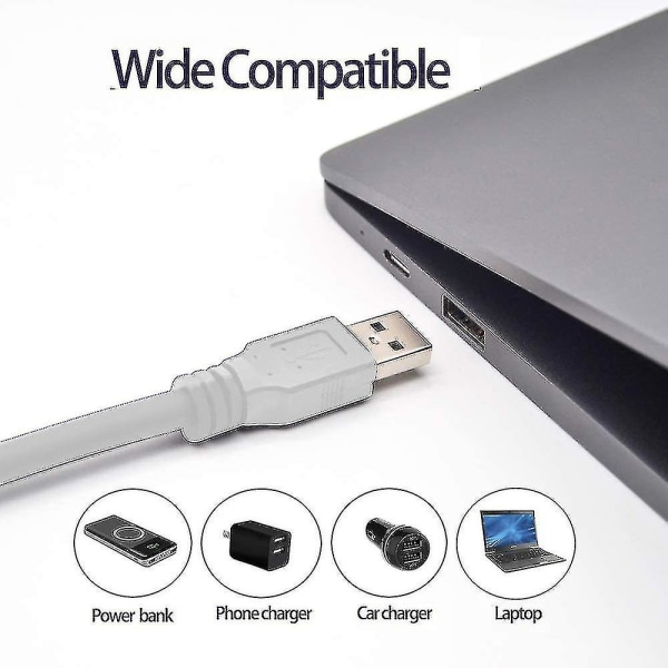 Hvid Touch-Dæmpbar LED USB-lampe, 3-trins Justerbar Lysstyrke Lampe