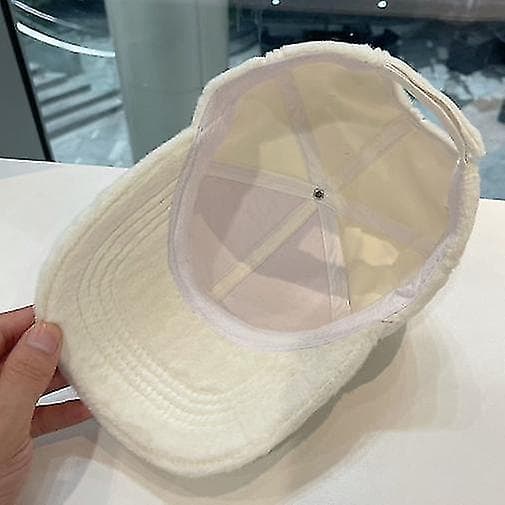 Vinter Dam Baseballkeps Lamm Plysch Baseballkeps Unisex Höst Vinter（vit）