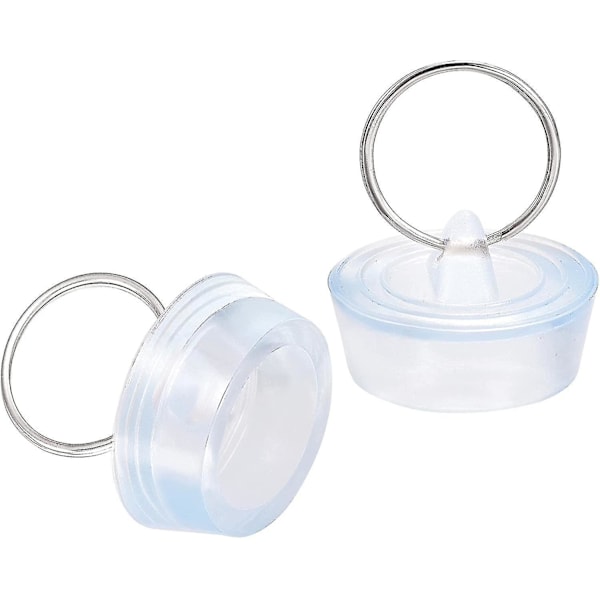 Gummi Vask Prop, Afløbsstop Transparent Blå Passer 29-32mm Med Ophængsring 2stk
