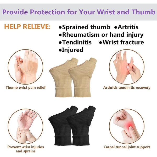 2 par artritiska kompressionshandskar för tummen