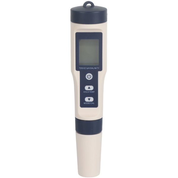 EZ-9909 5-i-1-funktion Vattenkvalitetstestare PH Salthalt TDS EC-testare med bakgrundsbelysning
