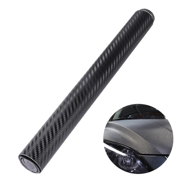 3D Carbon Fiber Wrap Roll DIY -tarra autojen sisustukseen 30x127cm (musta) (30x127cm, musta)