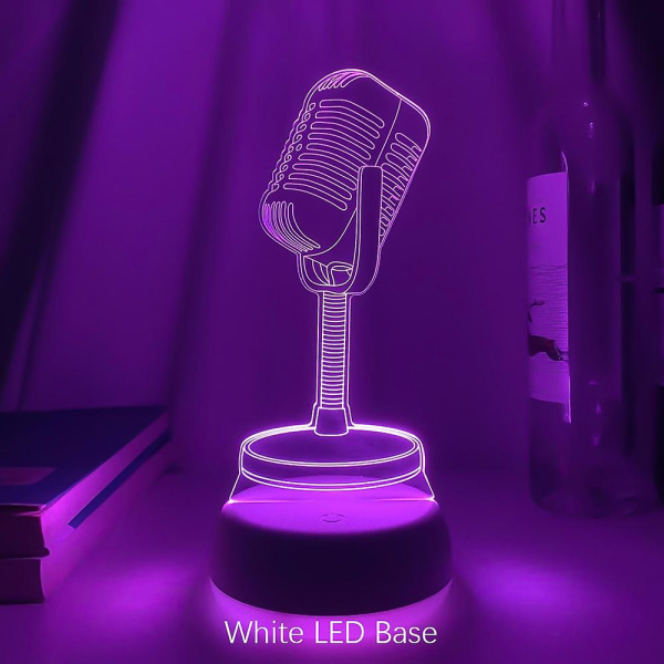 3D-mikrofon Led Touch Sensor Färgglad nattlampa för barn dekorativa lampor i sovrummet Coola presenter till barn Lampor Skrivbord Vit LED-bas