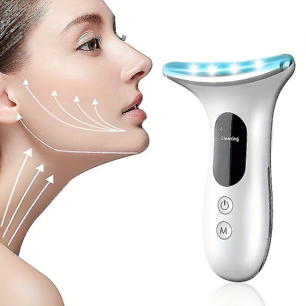 Ansikts- och nackmassageapparat, LED-skönhetsinstrument med värmekompressionsfunktion, lämplig som Alla hjärtans dag- eller födelsedagspresent