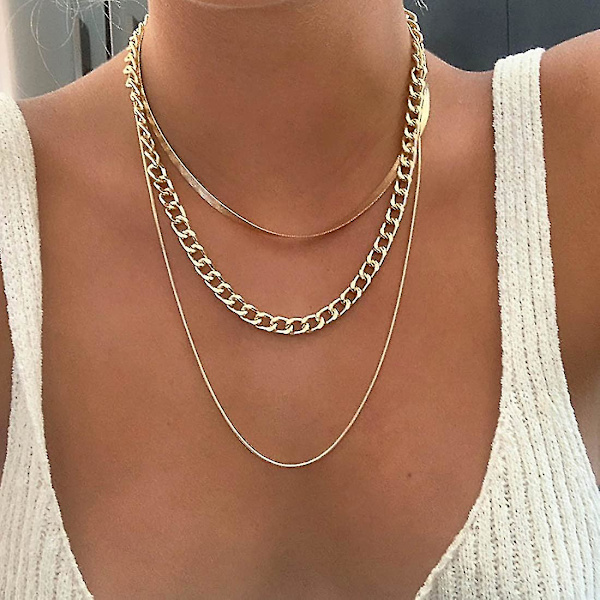 Mote Lagdelt Slangekjede Choker Halskjeder Gull Tykk Klumpet Heksagon Sirkel Halskjede Smykker Justerbar