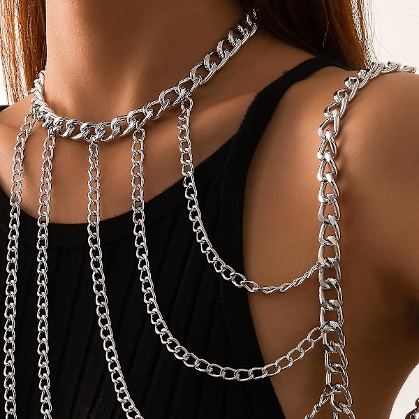 Punk U-formad tofsprydnad kroppskedja mode halsband en axel kroppskedja klädtillbehör