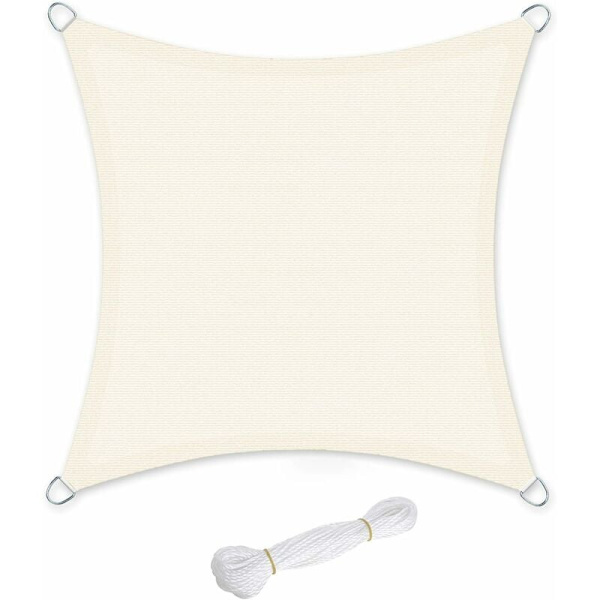 2 x 2 m skuggskydd spännduk HDPE utomhus solskydd andningsbar balkong uteplats trädgård beige