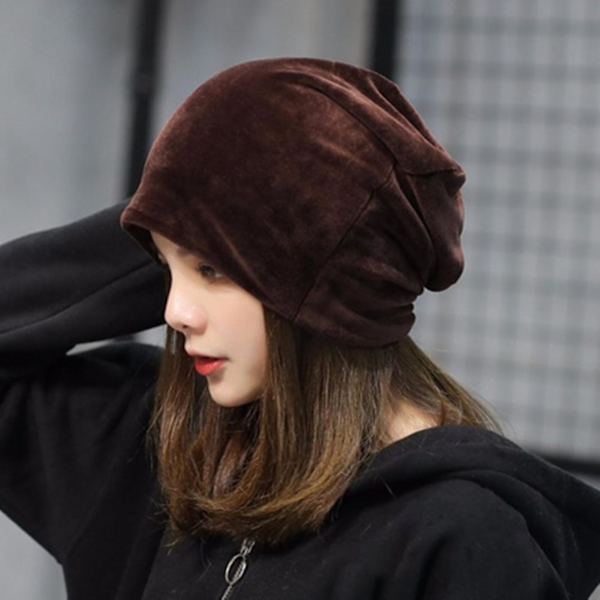 Dam Beanie Mössa Elastisk Mjuk Enfärgad Baggy Slouchy Håll Varm Ingen Brätte Plysch Dam Vinter Beanie Modeaccessoarer（Svart）