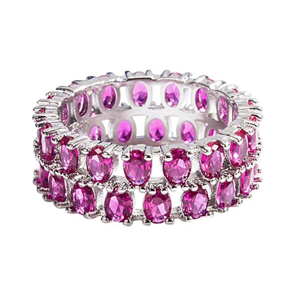 Diamant Dobbel Full Diamant Ring Kvinne Hot Selling Inlaid Rød Ring