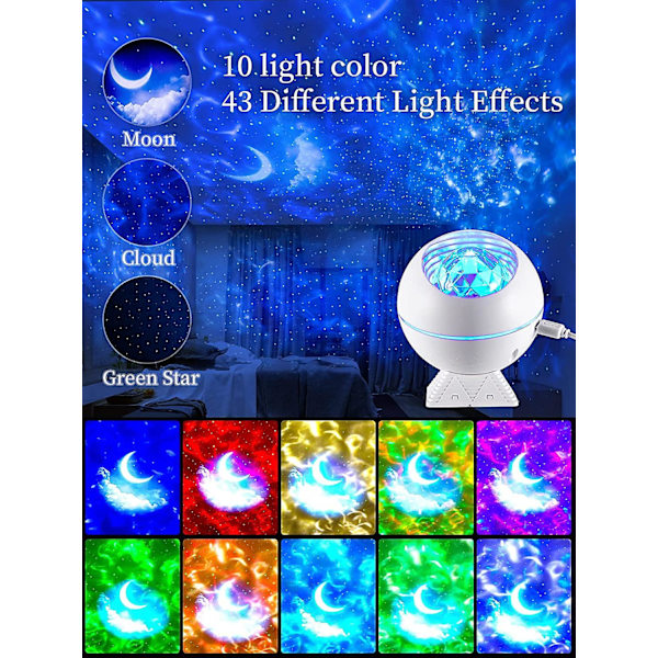 Stjerneprojektor, LED-nattelys Planetarium Galaxy Light