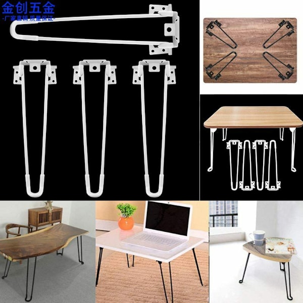 Fällbara bordsben 4-pack Fällbara hårnålsbordsben 52 cm höjd Vit Högbelastning Lätt att installera Fällbart soffbord Ben
