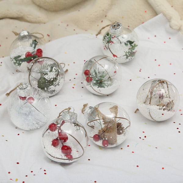 Kvinnors handskar present, Mewn 12PC klar plast julkula julgransprydnad