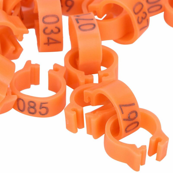 100 st fågelfotringar nummeridentifiering duva benband fjäderfäklämma ringorange