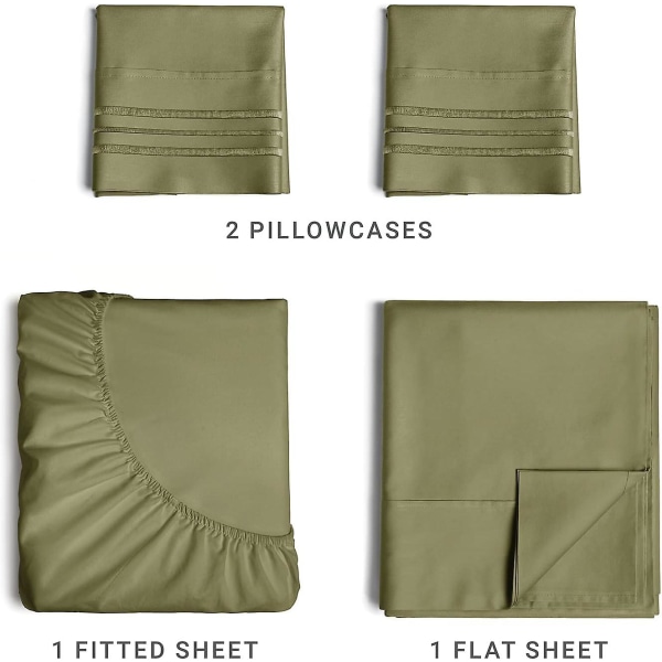 Full Size Lakanuppsättning - Andningsbara & Kylande Lakan - Hotell Lyx Sängkläder - Extra Mjuka - Djupa Fickor - Lätt Passform - 4 Delar Set - Rynkfri - Comf