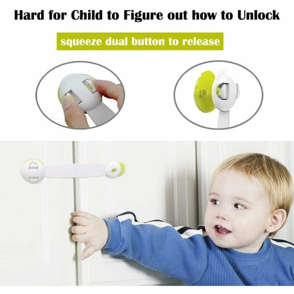 Barnsäkerhetsskåplås 6-pack självhäftande baby köksfångar Barnsäkra lås för dörrar Lådor Skåp Kylskåp Papperskorgar