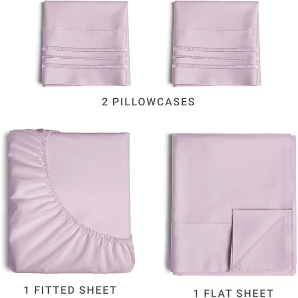 California King Size lakanset - Andningsbart & kylande - Hotell lyx sängkläder - Extra mjukt - Djupa fickor - Lätt passform - 4-delat set - Rynkfri -