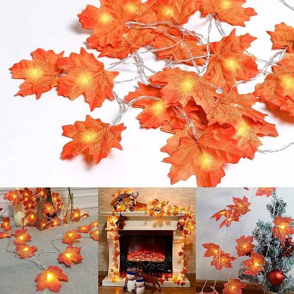 longziming 3m 20 LED Lönnlöv ljusslinga med fjärrkontroll 3 AA-batterier för Thanksgiving-dekoration