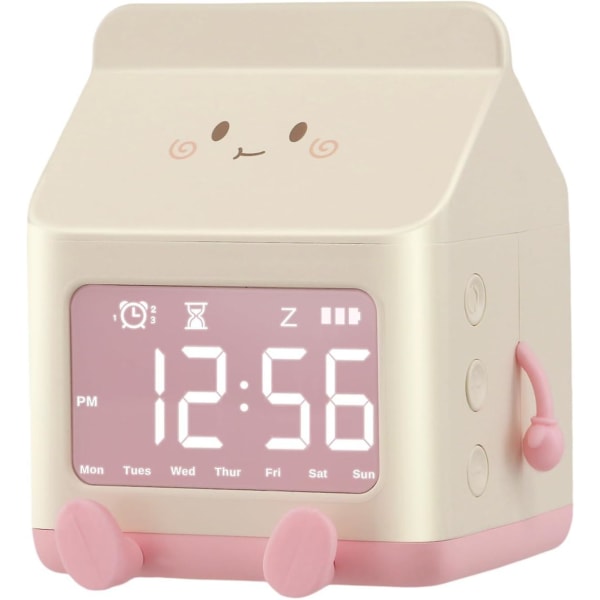 Børnevækkeur, LED digitalt vækkeur til børn, 3 alarmer, snooze-funktion, 5 lyde, klokkeslæt og ugevisning, LED-skærm, vækkeurgave