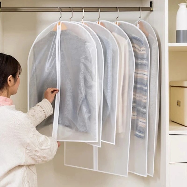 Klädhängande dammskydd Bröllopsklänning Kostym Jacka Förvaringsväska Klädväska Organizer Garderob Hängande Kläder Organizer 1 Styck (60x80cm)